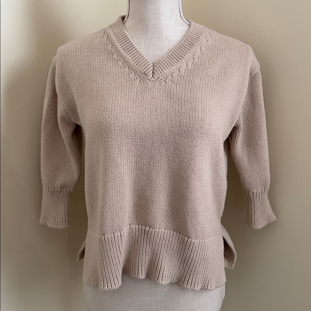 Workshop Republic Clothing Taupe V-Neck Sweater - Picture 6 of 13